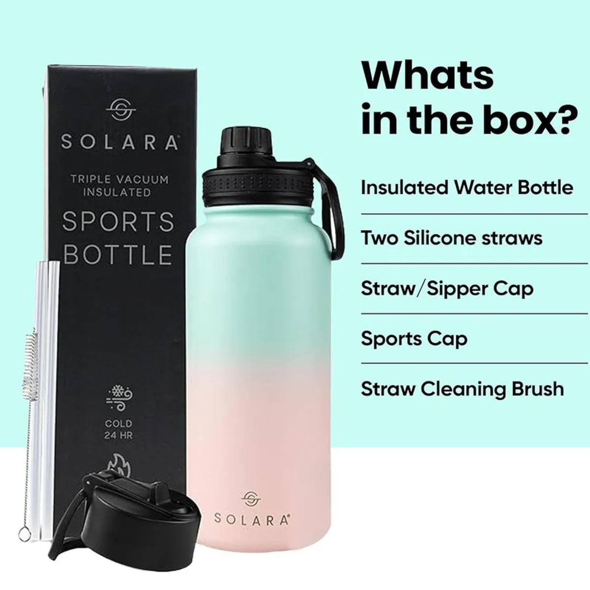 Ombre bottle with box and accessories arranged beside it