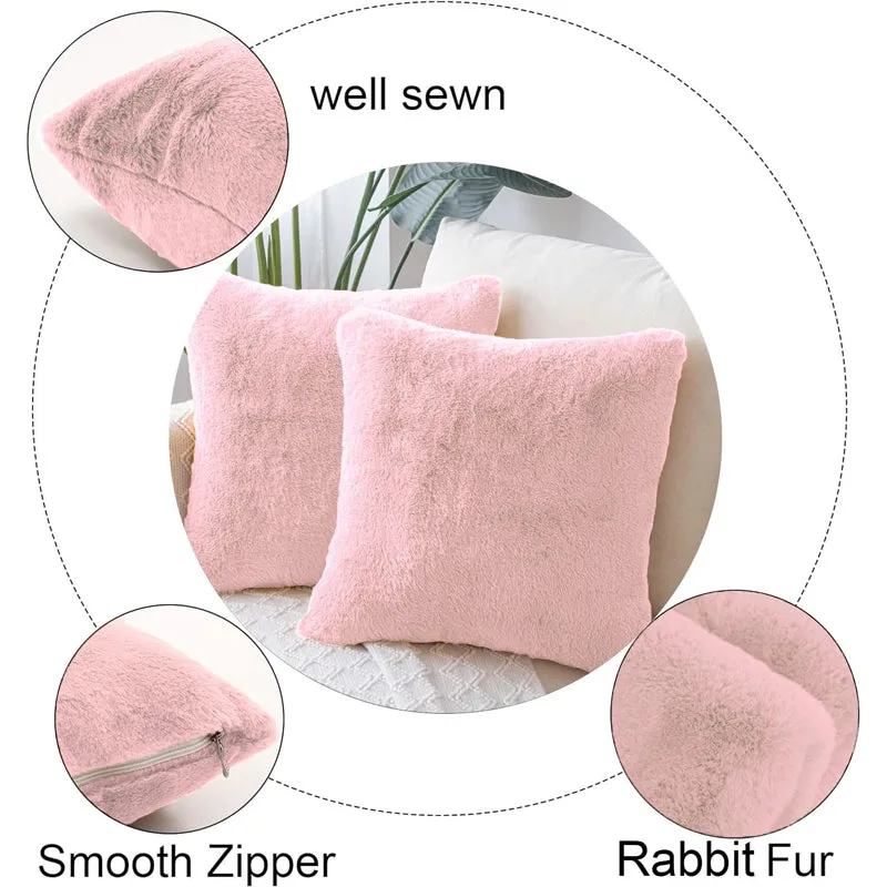 Fur Dual Cushion Cover Set (Peach) - Set Of Two media 5