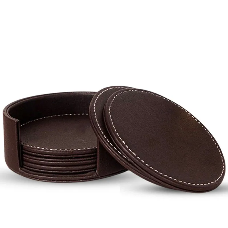 AarviDecor TableGuard Faux Leather Designer Coasters - Seven Piece Set media 3