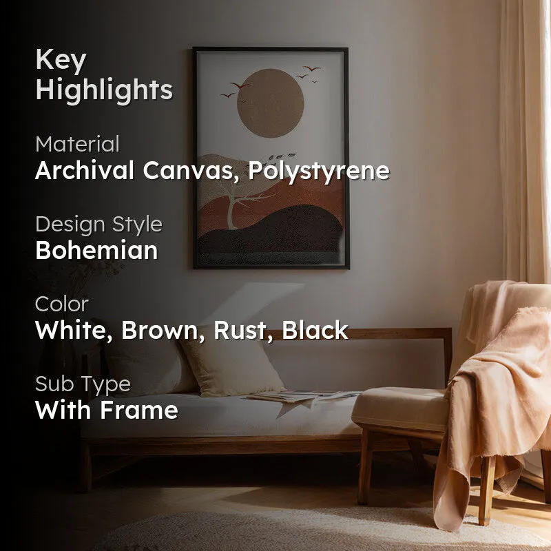 Earthen Rhythm Canvas Wall Painting With Black Frame media 2