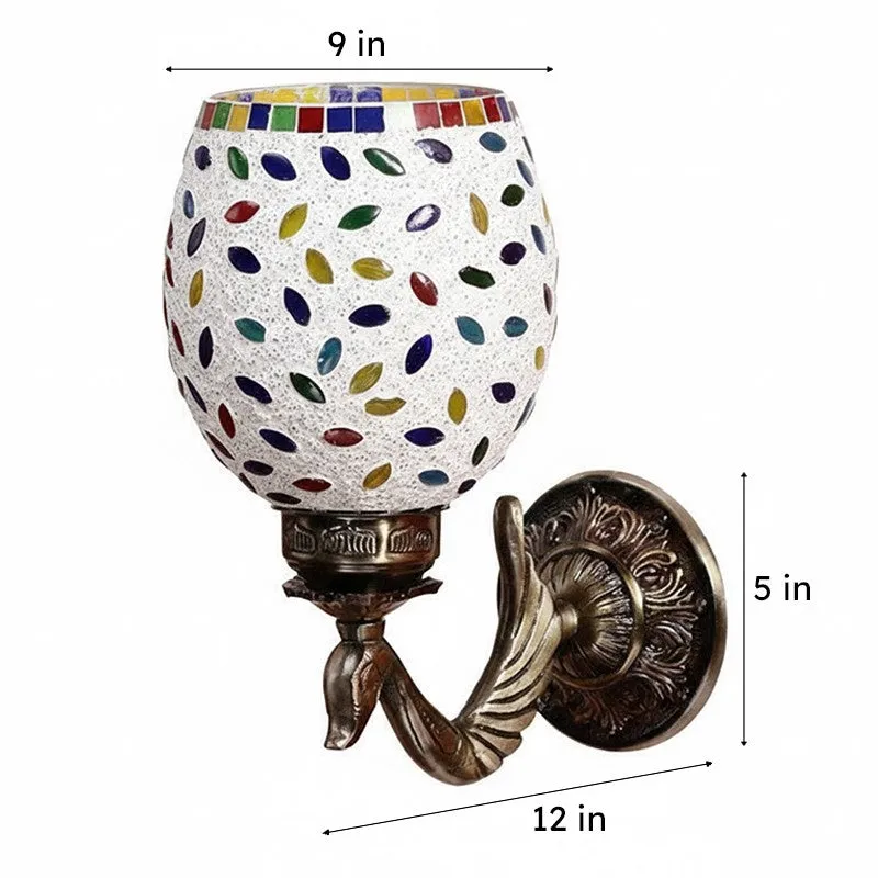 Aesta Retro Mosaic Glass & Metal Wall Lamp media 7