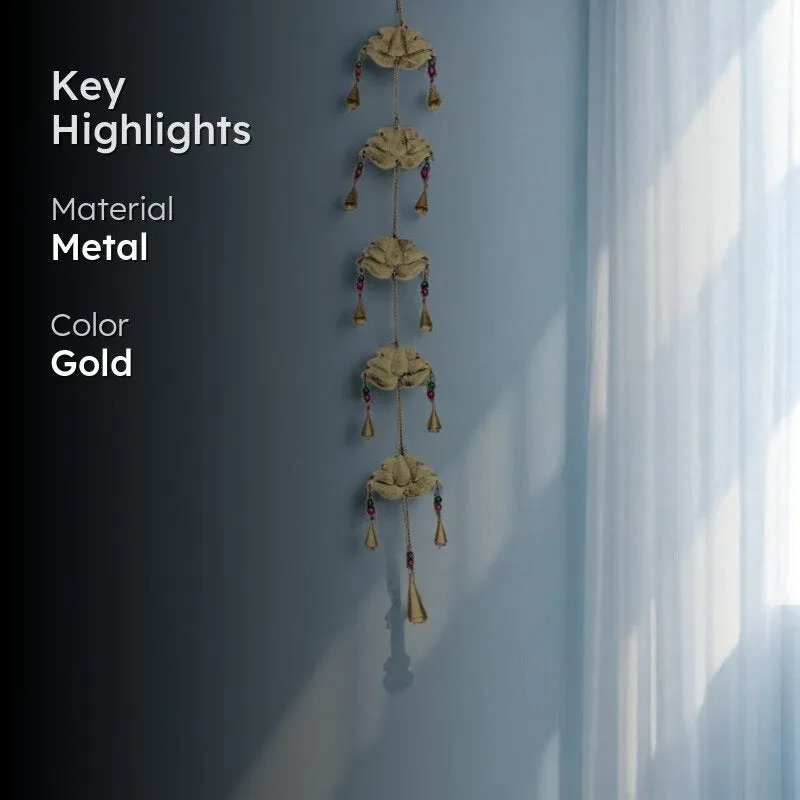 Gold lotus latkan displayed on a blue wall with highlight text overlay