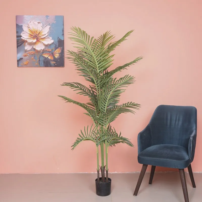 Statement Green Areca Palm Artificial Plant With Black Plastic Pot media 3