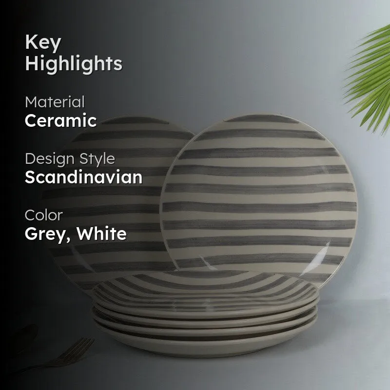 Elarion Dinner Plate (Grey,White) - Set Of Six media 2