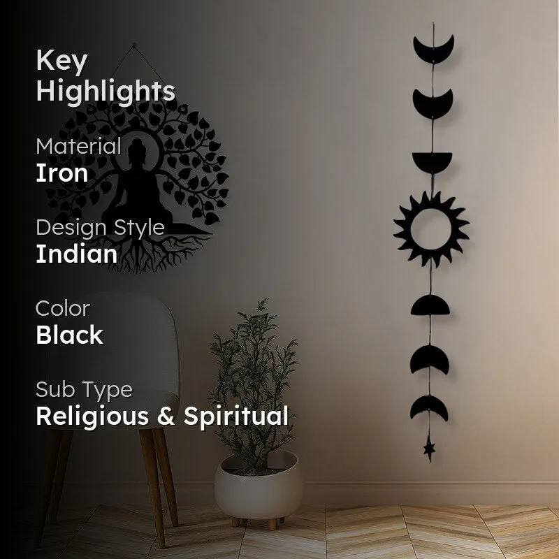 Bodhisatva with Phases of Moon Iron Wall Accent - Set Of Two media 2