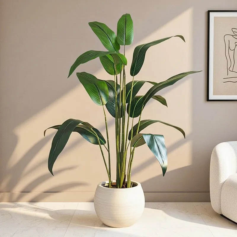 Viridin  Artificial Banana Plant With Black Plastic Pot - 5 Feet media 1