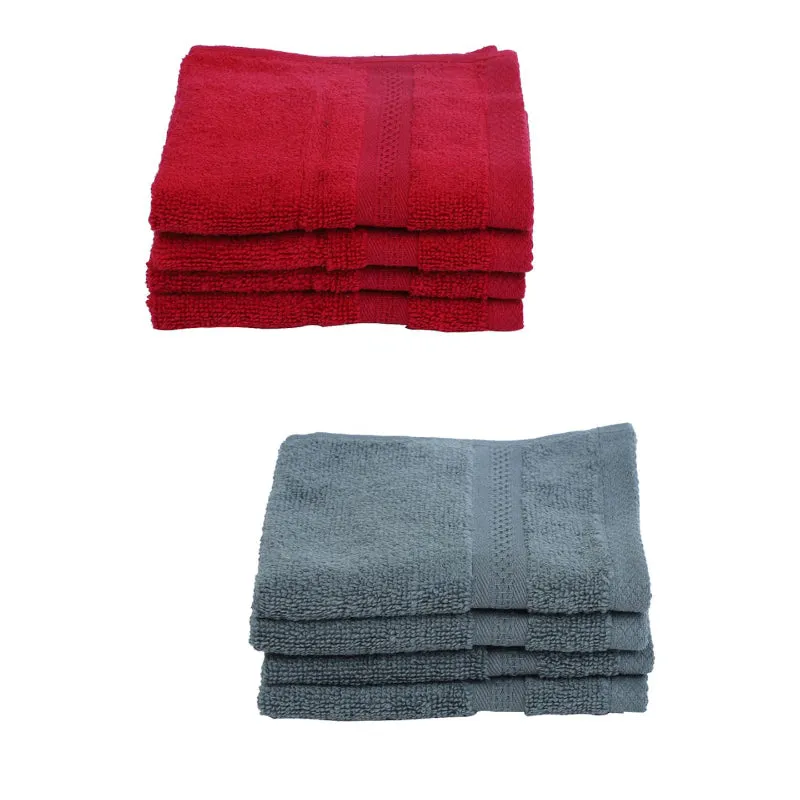 Miorah Face Towel (Red & Grey) - Set Of Eight media 4