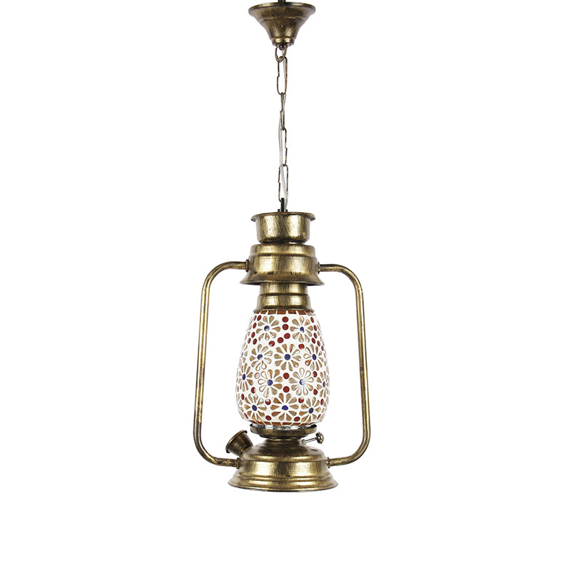 Admya Mosaic Lantern Glass Ceiling Lamp - Gold media 4