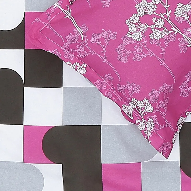 Monte Carlo Multi Blocks Cotton Bedsheet (Pink,Black) - 104 TC media 6