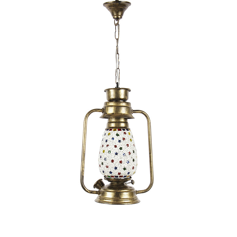 Divyara Mosaic Lantern Glass Ceiling Lamp - Gold media 4