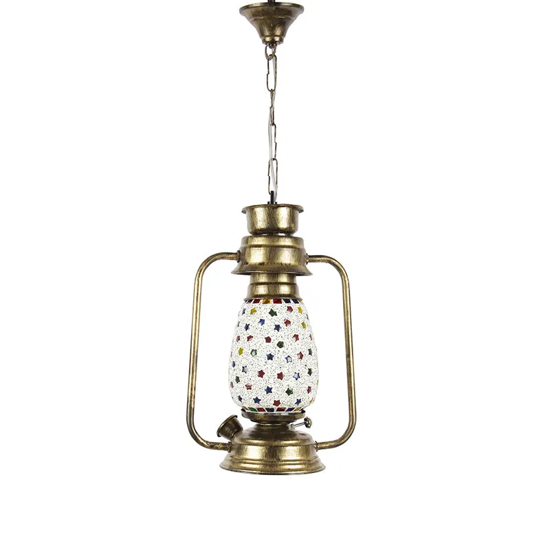 Divyara Mosaic Lantern Glass Ceiling Lamp - Gold media 4