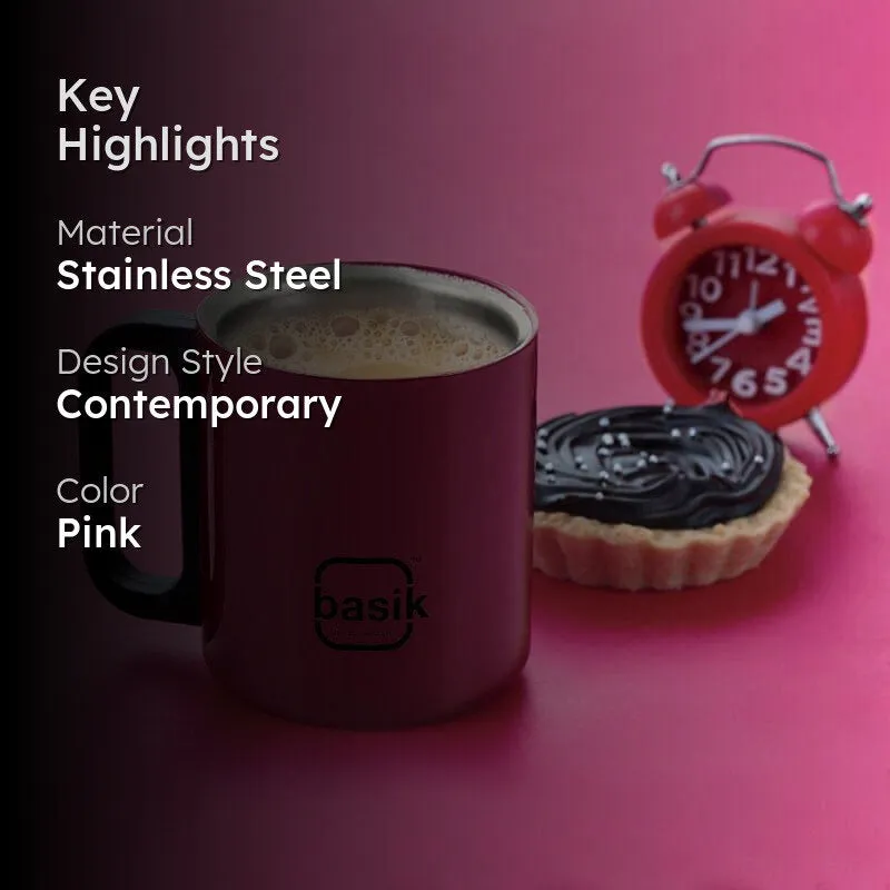 Raya Stainless Steel Coffee Mug (210 mL Each/Plum) - Set of Two media 2