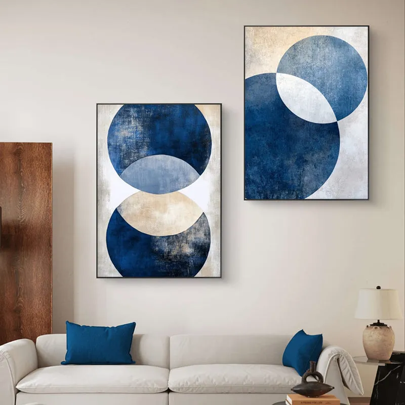 Lapis Eclipse Wall Painting - Set Of Two media 4