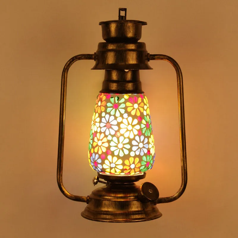 Madhura Mosaic Lantern Iron Wall Lamp - Gold media 4