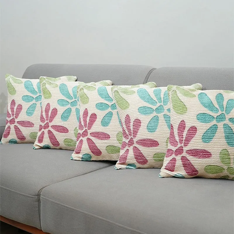 FloralGrace Cushion Cover (Teal, Maroon) - Set Of Five media 4