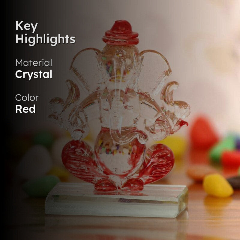 Crystal Ganesha Showpiece - Red media 2