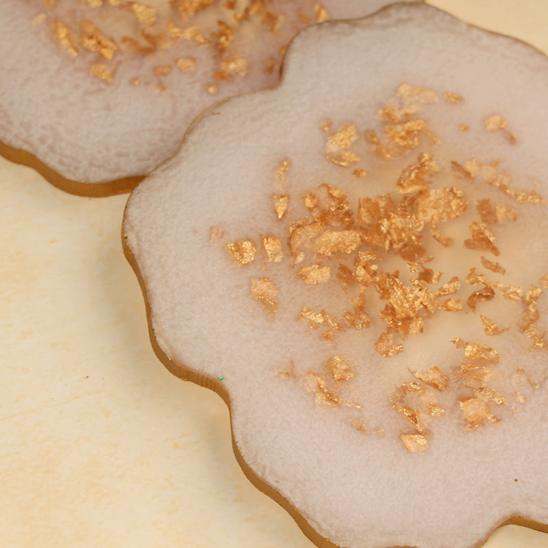 Gold Fleck Resin Coaster (Off White) - Set Of Two media 3