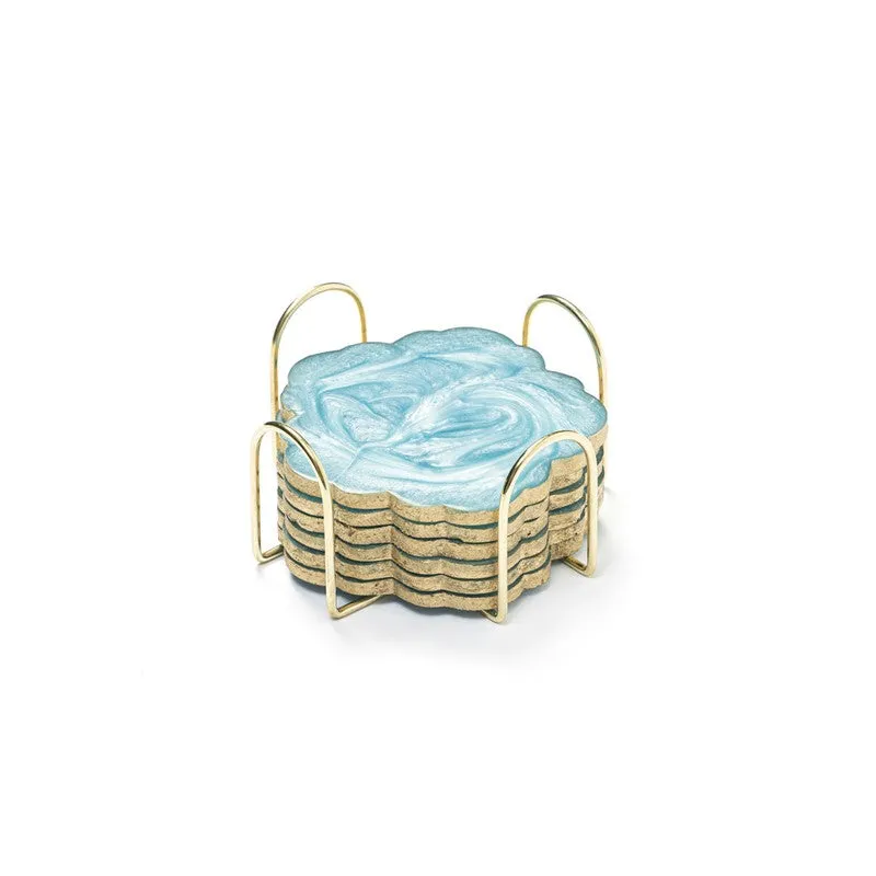 LuxeEdge Decorative Coasters (Blue) - Seven Piece Set media 4