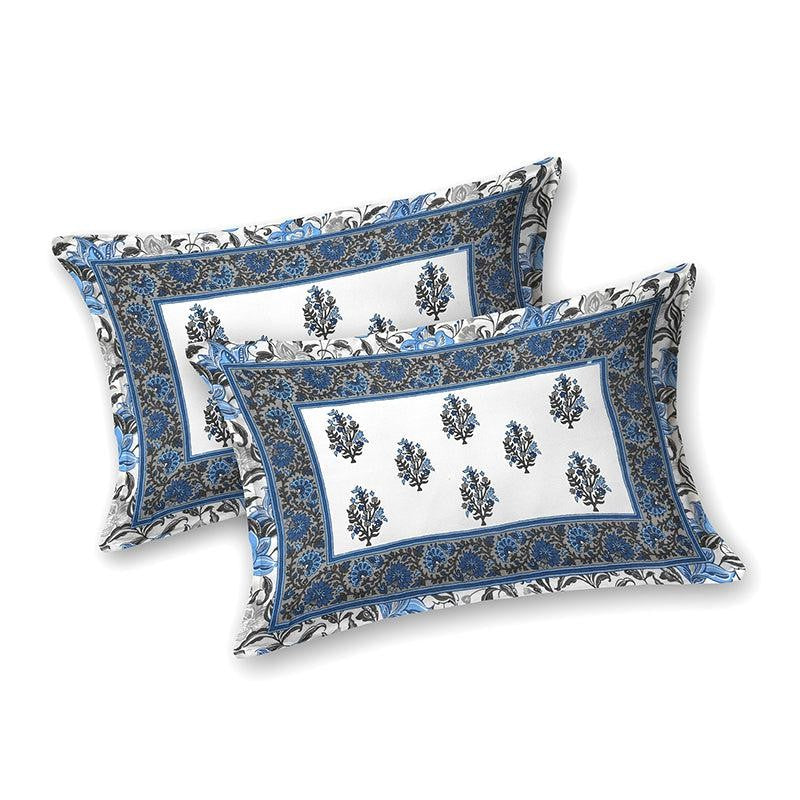 Bhasma Floral Cotton Bedsheet (Blue,White) - 200 TC media 4