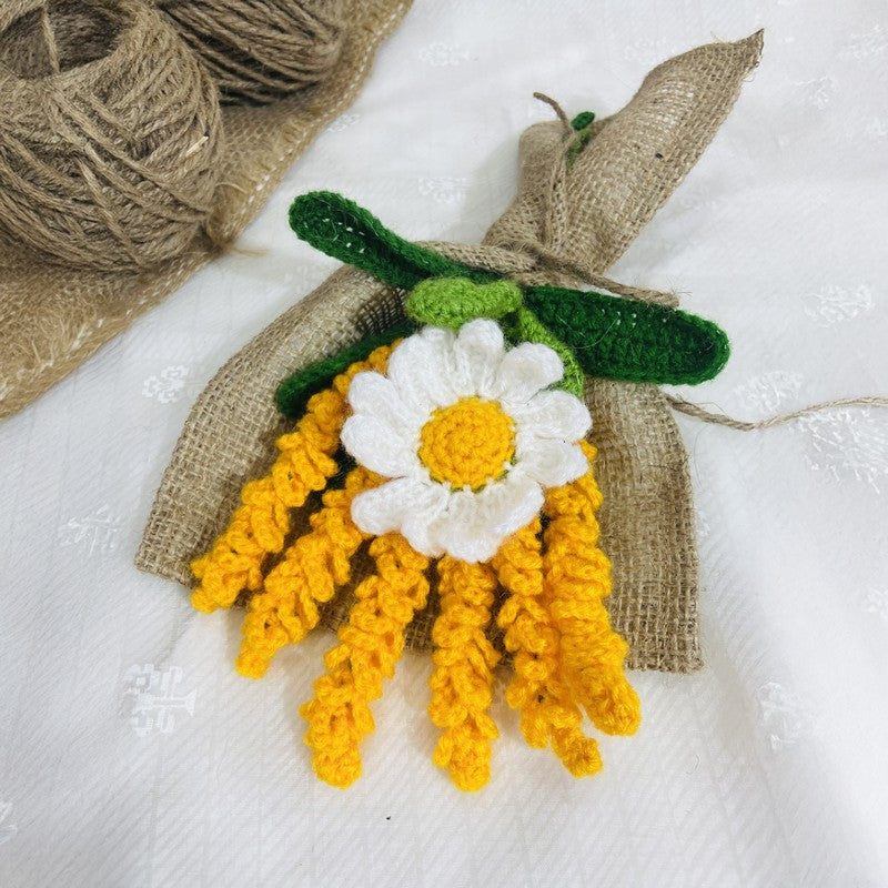 Crochet Handmade Sunflower Bouquet (Yellow,White) - Set Of Seven media 4
