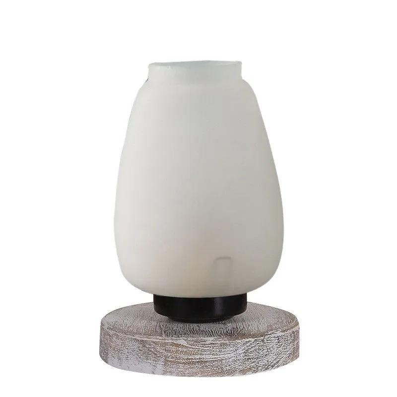 Astralune Glass Table Lamp With Wooden Base - White media 5