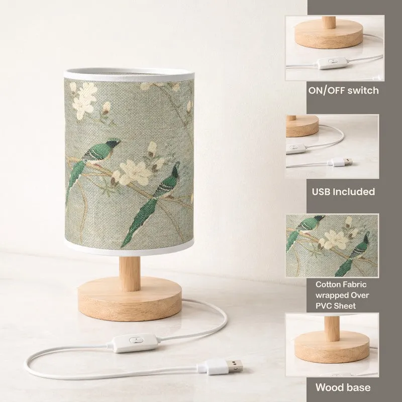 Artistic Bird Jute & Wooden Table Lamp - Green media 9