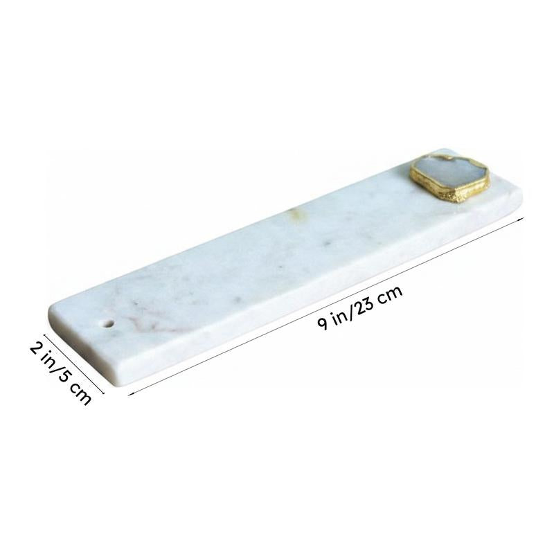 Taavi Handcrafted Marble Incense Holder With Agate Plating - White media 5