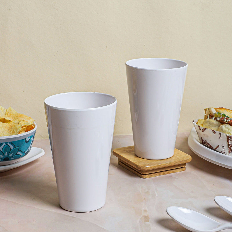 Mainto Melamine Tumbler (White/450ml) - Set Of Two