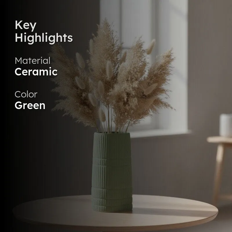 Sage Calm Ribbed Ceramic Vase media 2