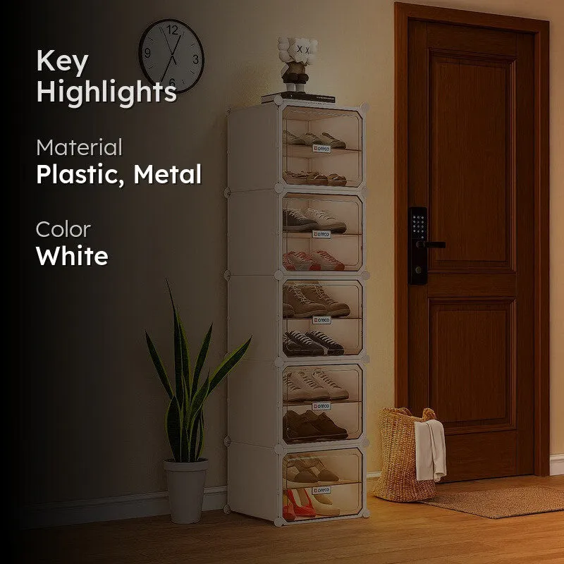 Soleva White Plastic & Metal Shoe Racks media 2
