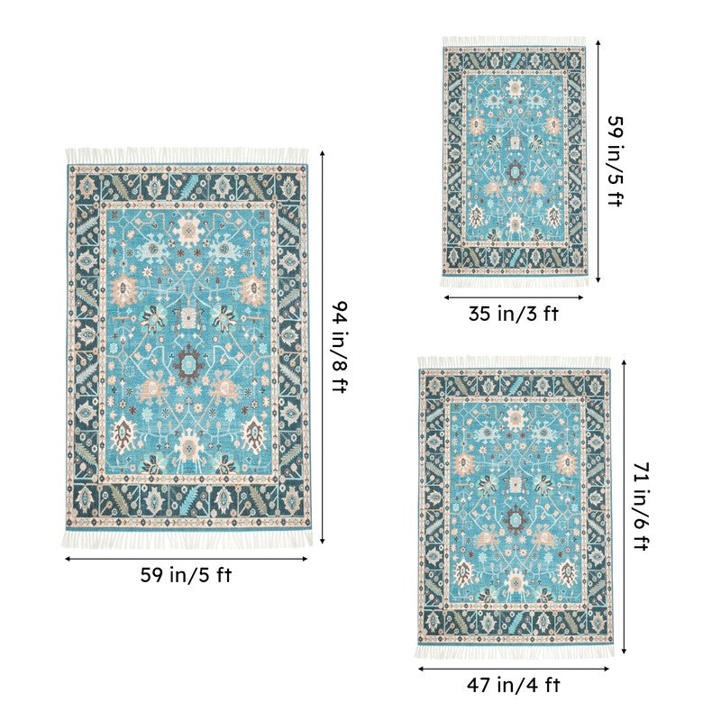 Tariq Hand Woven & Printed Cotton Dhurries media 7