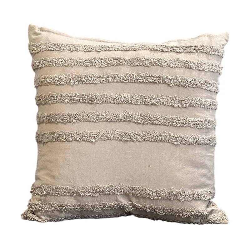 Thea Stripe Tufted Cushion Cover (Beige) - Set Of Two media 5