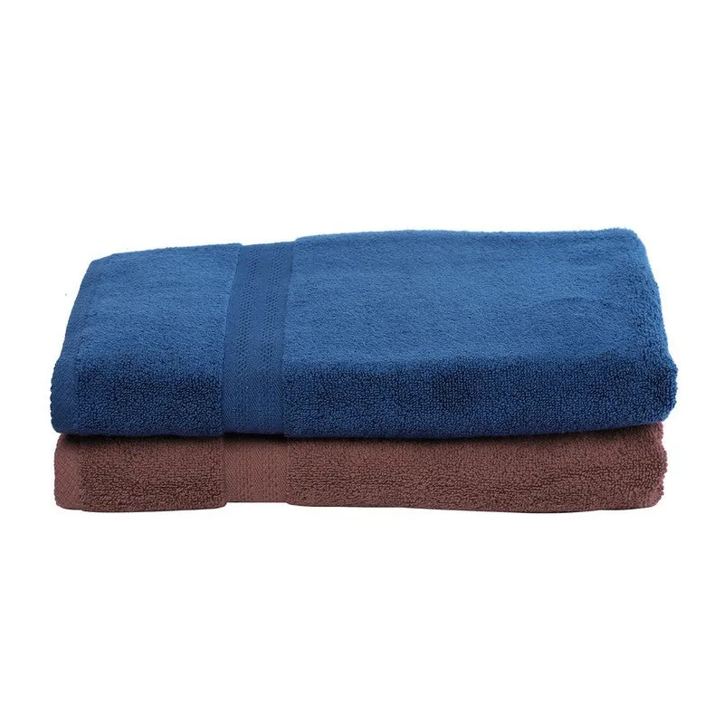 Nova Solids Bath Towel (Brown, Blue) - Set Of Two media 3
