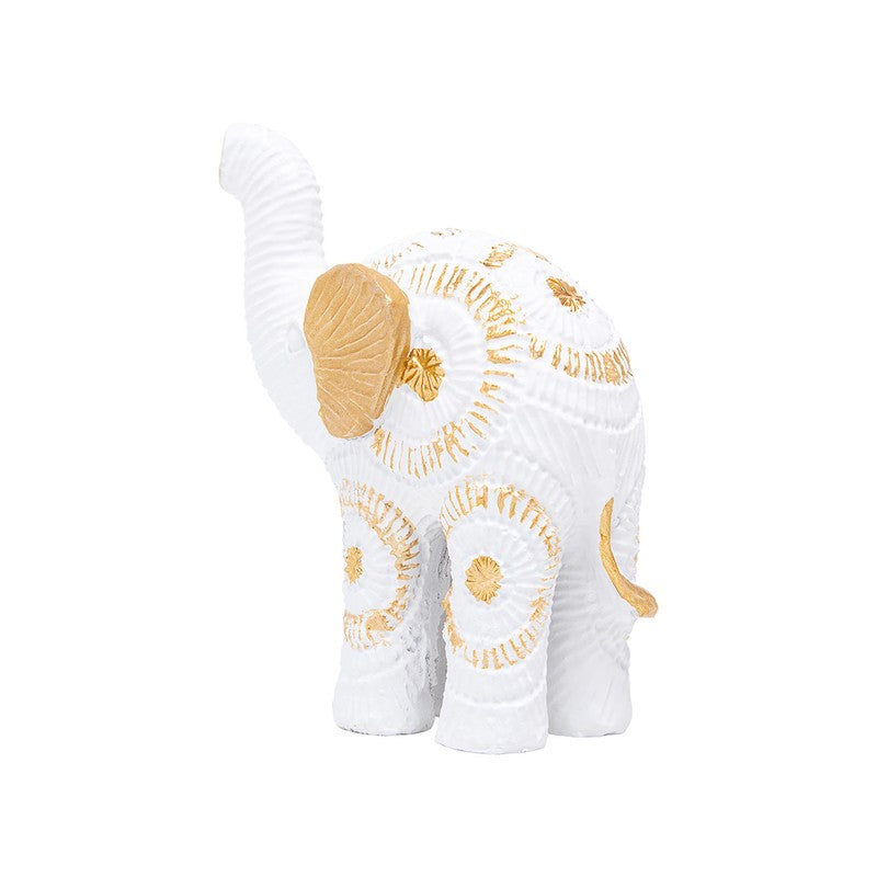 Elegant White & Gold Polyresin Elephant Showpiece Duo - Set Of Two media 5
