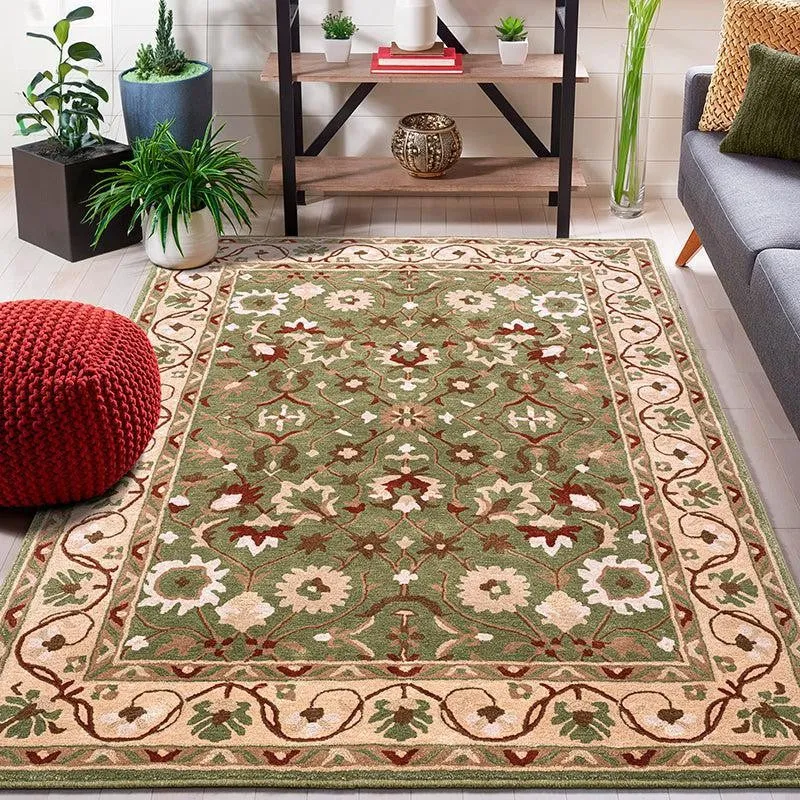 Ahriman Hand Tufted Ethnic Wool & Nylon Carpet - Green media 4