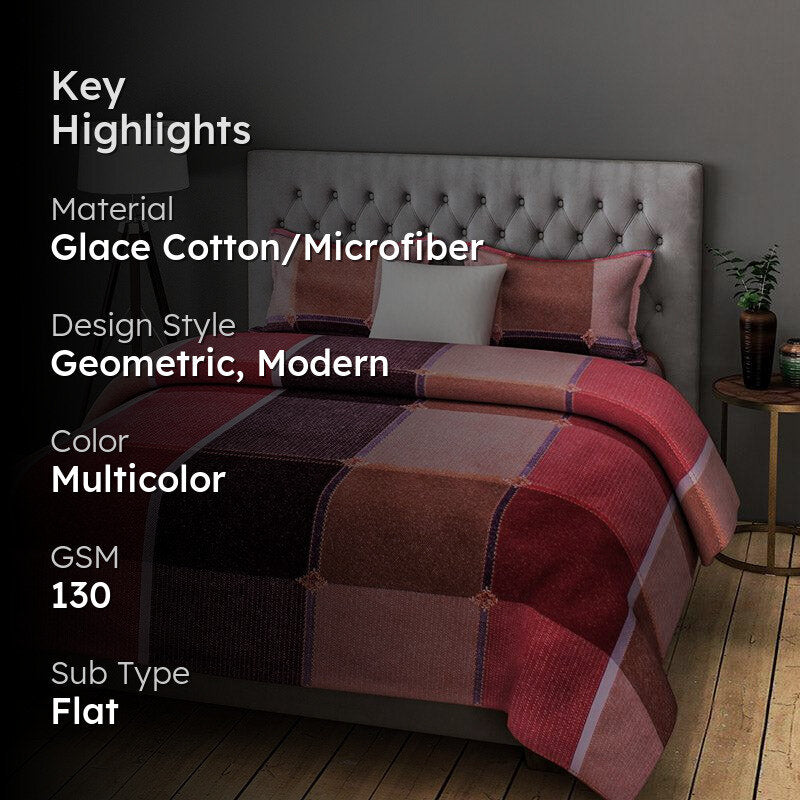 Vivid Blocks Printed Microfiber Bedsheet Old - 130 GSM media 2
