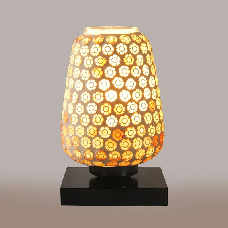 Glowara Glass Table Lamp With Wooden Base - Multicolor media 7