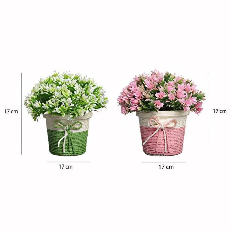 Alba Faux Artificial Plant In Basket Pot (Pink & Green) - Set Of Two media 5