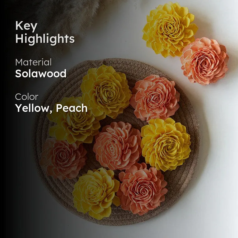 Estar Sola Wood Rose Flower (Yellow & Peach) - Set Of Ten media 2