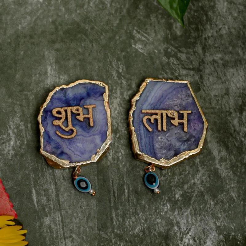 Shub Labh Agate Wall Accents (Dark Blue) - Set Of Two media 1