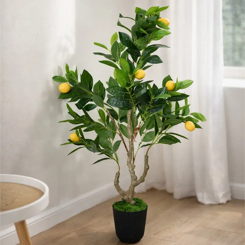 Lemon Aura Artificial Plant With Black Plastic Pot - 93 cm (3.1 ft) media 3