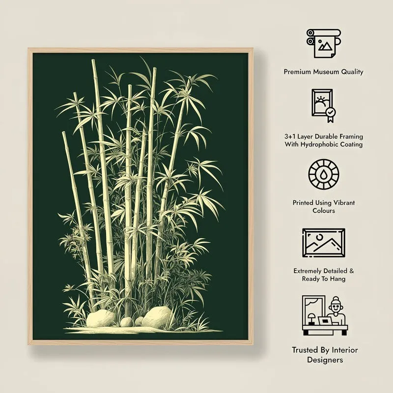 Bamboo Noir Botanical Archival Paper Wall Art - Natural Brown Frame media 8