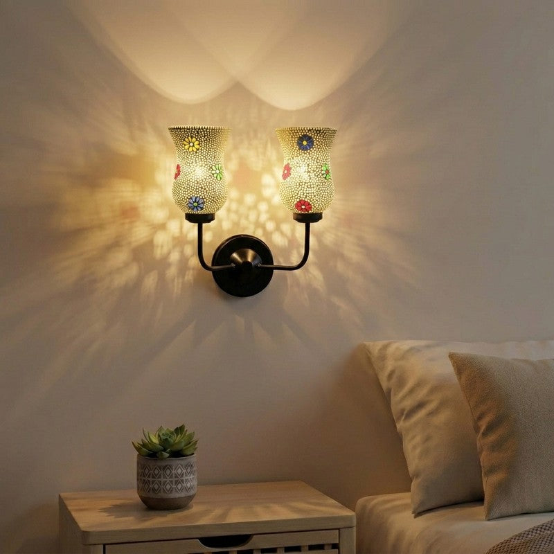 Mosaic Twin Daisy Dot Glass Wall Lamp