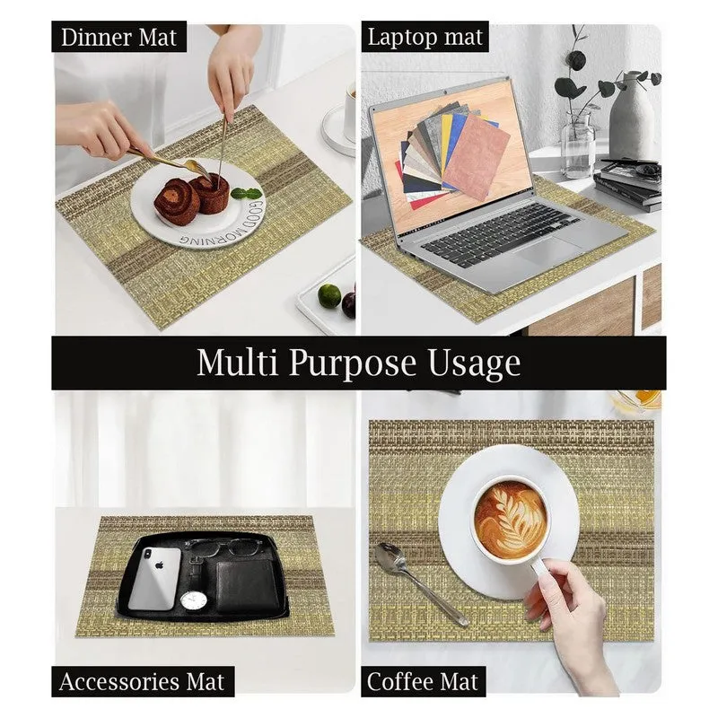 Lioren Brown Rectangle PVC Table Mats - Set Of Four media 4