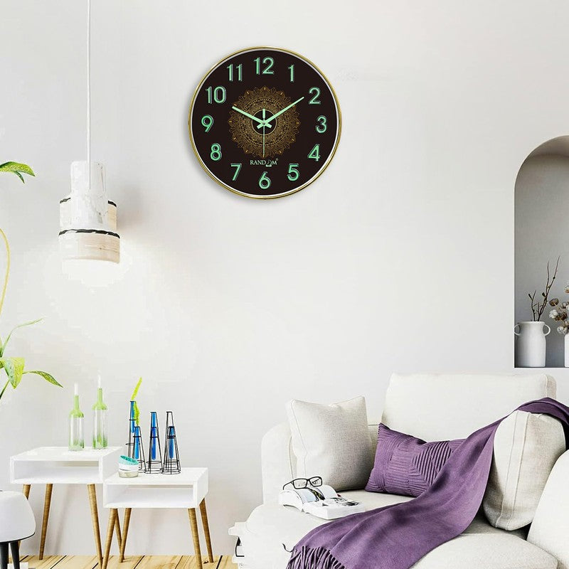 Nayra Round Floral Plastic Wall Clock - Brown