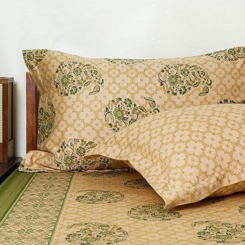 Nitya Printed Cotton Bedsheet (Beige) - 300 TC media 6
