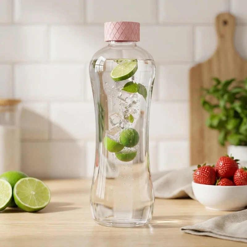 Rioware Active Pour Water Bottle (Pink & Transparent) -1000 mL media 1