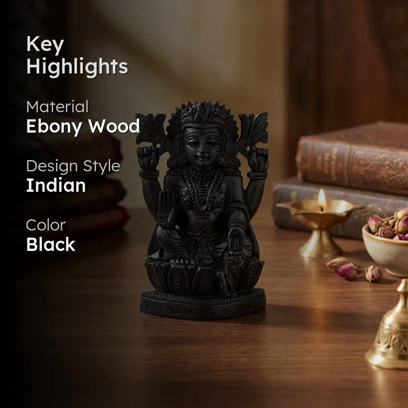 Goddess Lakshmi Divine Ebony Wood Idol media 2