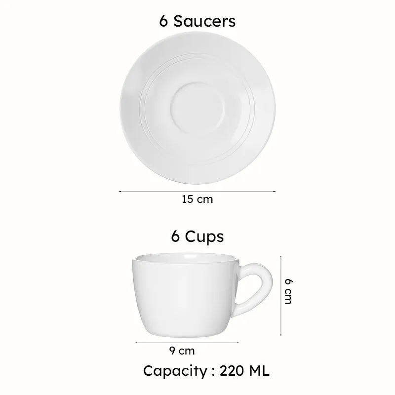 BrewBliss Porcelain Cup & Saucer (Off White/220 mL Each) - Set of Six - 8