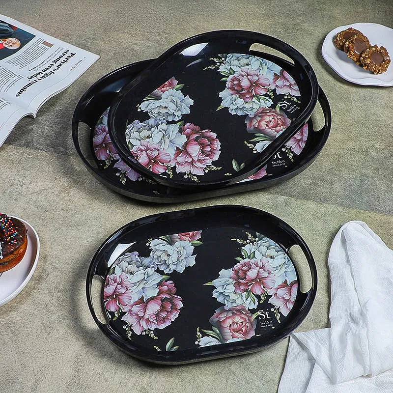 Royal Rosa Melamine Serving Tray - Set Of Three media 1